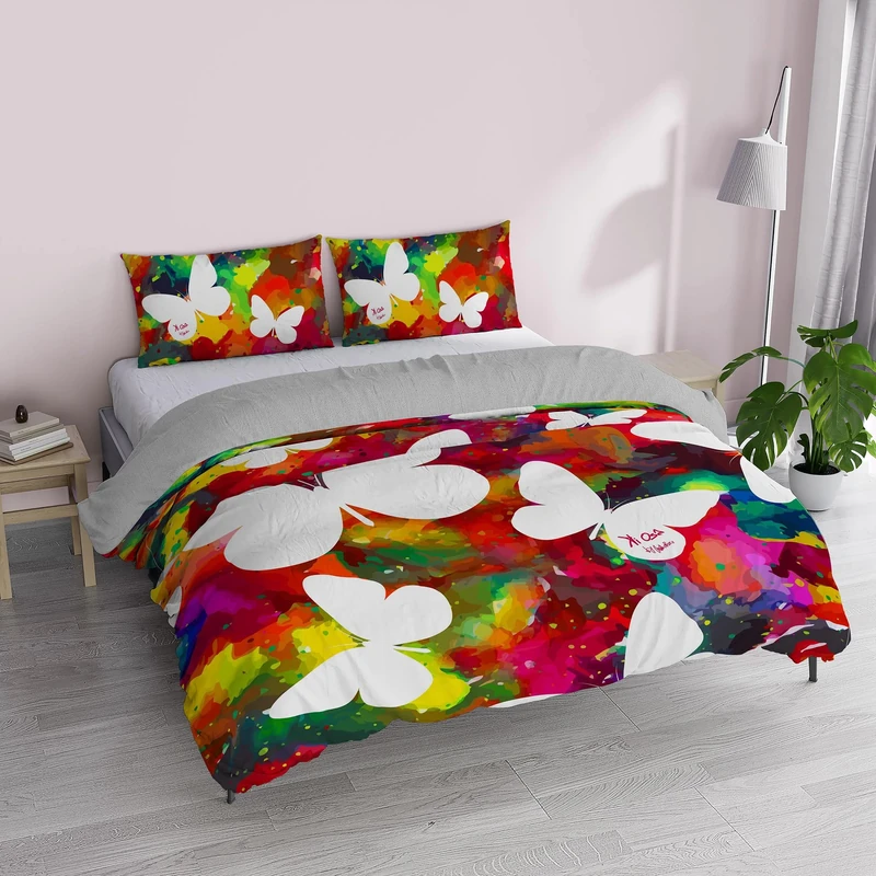 Italian Bed Linen Duvet Cover Set, 100% Cotton, Digital Print KI-OSA, KIO-638, Double