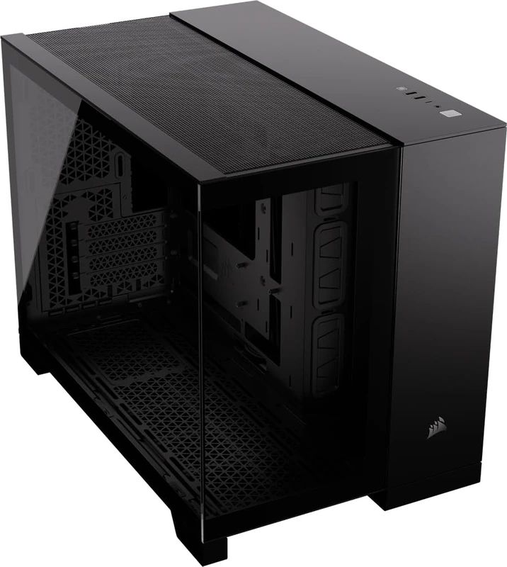CORSAIR 2500X Small-Tower mATX Dual Chamber PC Case – Panoramic Tempered Glass – Reverse Connection Motherboard Compatible – No Fans Included – Black