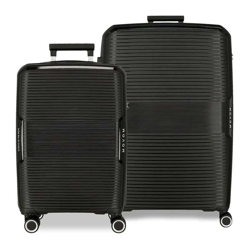 MOVOM Inari Hard Case ABS Different Sizes Black Green Red Grey Polyester by Joumma Bags, Black/White, One Size, Set of 2 suitcases