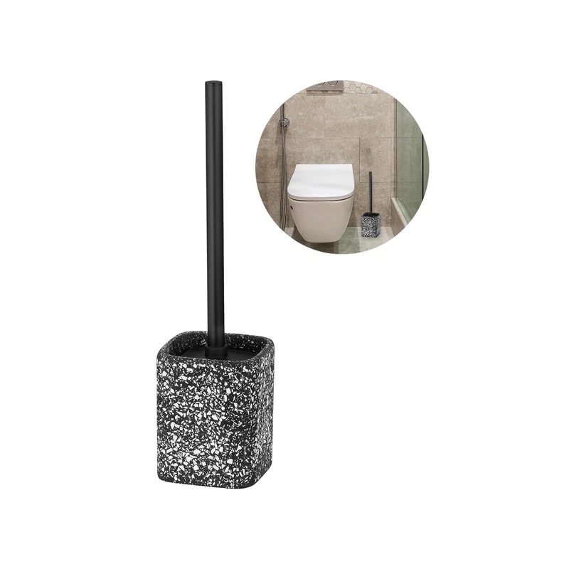 Avilia Toilet Brush and Holder for Bathroom, White and Black, nd