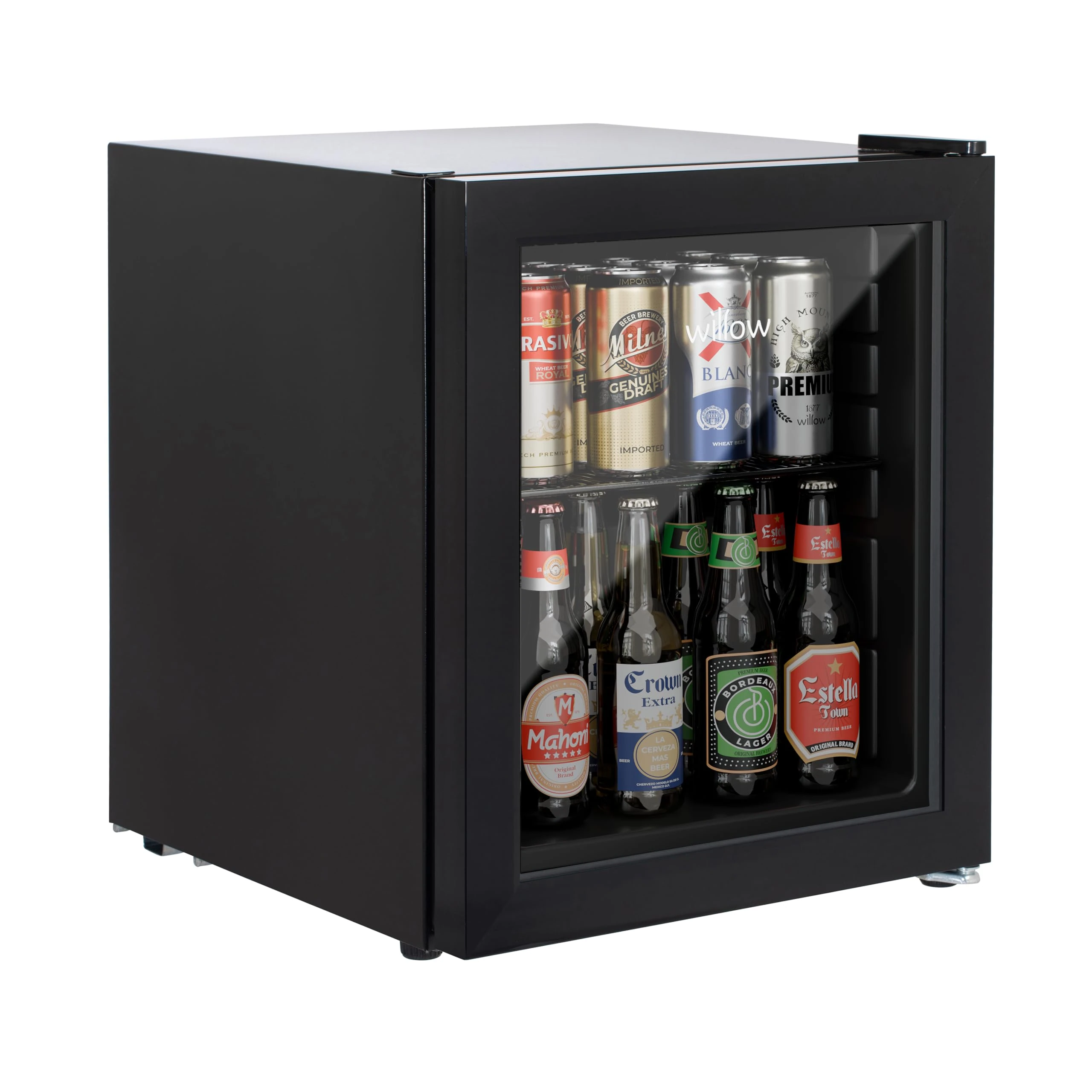 Willow WBC48B 48L Table Top Beverage Cooler with Triple Glazed Glass Door, Adjustable Thermostat, 2 Years Warranty – Black