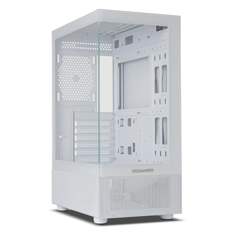 NOX XTREME PRODUCTS Hummer Vision White - Semitower ATX, M-ATX, Tempered Glass Side and Front Panel, Space for 5 Fans, Compatible with Graphics Cards up to 300 mm, USB 3.0, White