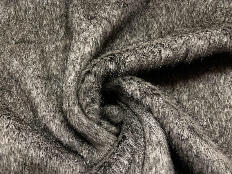 Super Luxury Faux Fur Fabric Material Long Pile Grey Wolf 1MTR