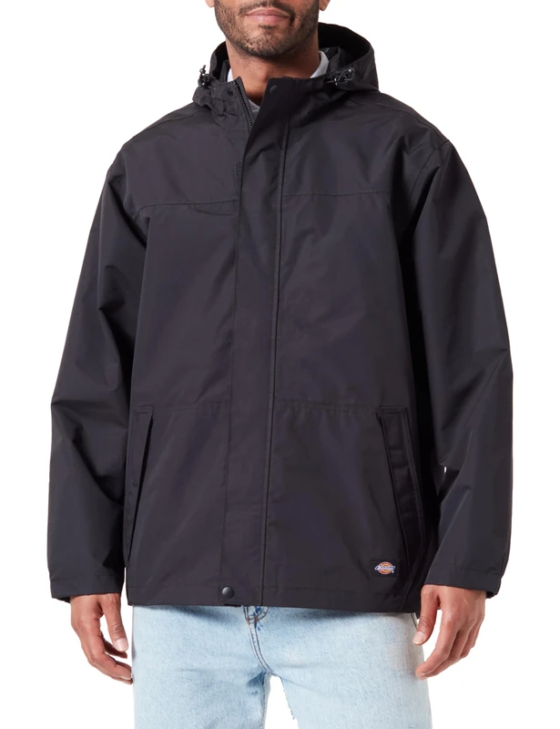 Dickies, Men's, WATERPROOF RAIN JACKET, BLACK, XXL