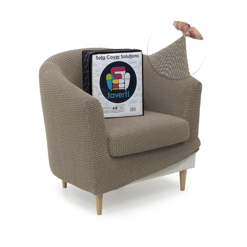 FAVERTI® Super Elastic Club Armchair Cover with Seat Cover, Compatible with IKEA TULLSTA and BAKLA Armchairs | Model NOVELE | Linen | Quality Jacquard Fabric Cotton Feel