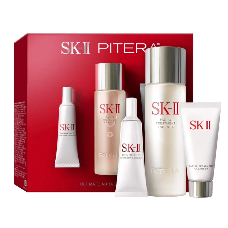 Ultimate Aura Essentials by SK-II for Women - 3 Pc Gift Set 2.5 oz Facial Treatment Essence, 0.7 oz Facial Treatment Cleanser, 0.3 oz GenOptics Ultraura Essence