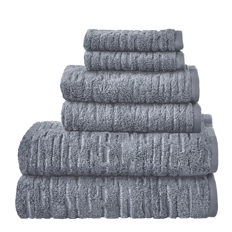 SKL Home CloudSoft Cotton Luxury 6-Piece Towel Set, Smoke Blue