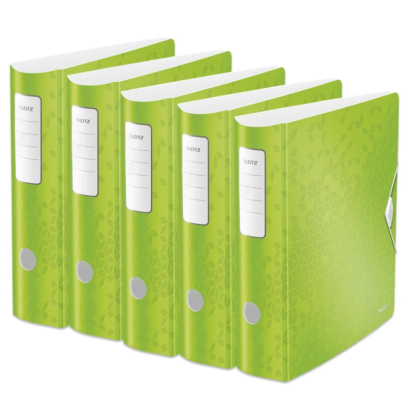 Leitz 11060054 A4 Lever Arch File Active, Curved Spine 82mm Width, Elastic Fastening, Light Polyfoam, Wow Range, Green