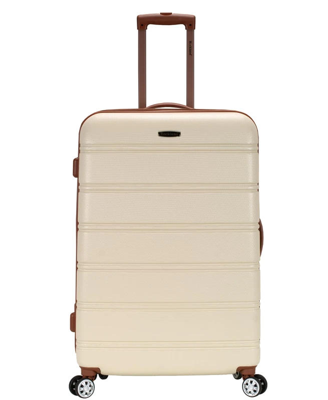 Rockland Melbourne Hardside Expandable Spinner Wheel Luggage, White, Checked Large 28", Melbourne Hardside Expandable Spinner Wheel Luggage