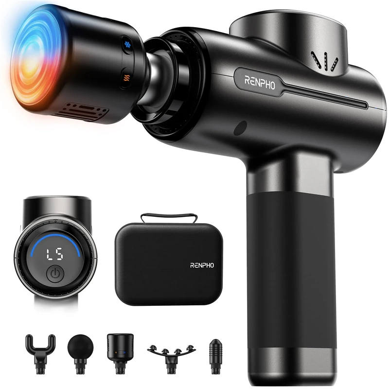 RENPHO Massage Gun with Heat and Cold, Percussion Muscle Deep Tissue Massage Gun Portable with APP, Electric Handheld Massager Gun, Muscle Massager Gun for Men and Women, Active+ Thermacool