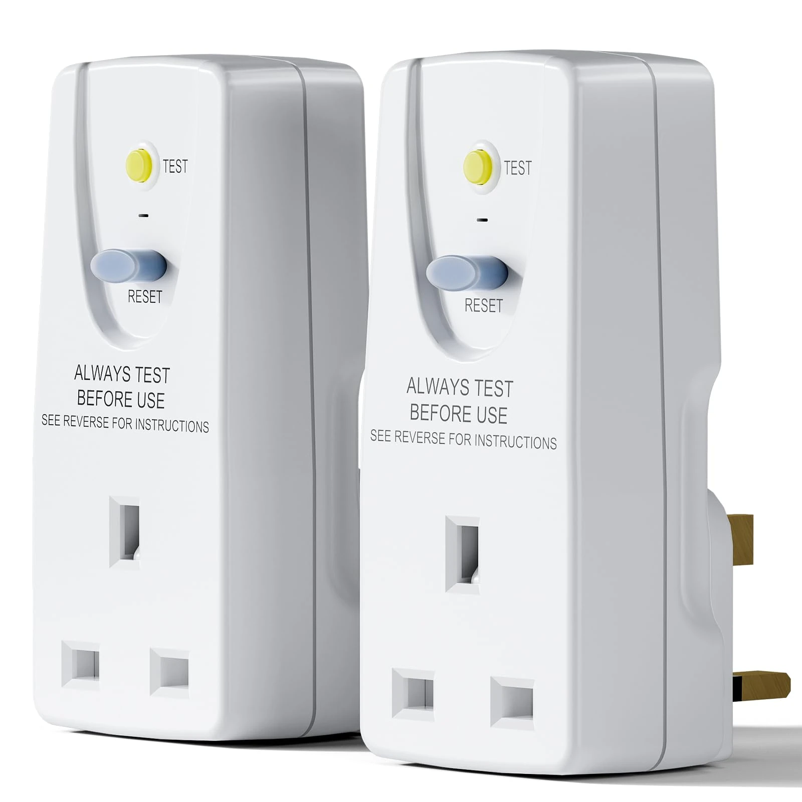 EXNICEXI RCD Plug Safety RCD Adaptor UK Leakage Protection Home Circuit Breaker (30mA 240V AC, 13A 50HZ IEC61540) for Household Appliances and Power Tools,2 Pack