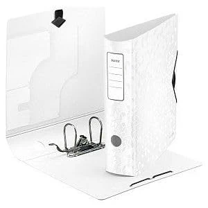 Leitz 11060001 Quality Folder 180° Active Wow Pack of 5 A4 Wide Rounded Spine 8.2 cm Wide Elastic Closure Lightweight Polyfoam Plastic Folder Wow Series White