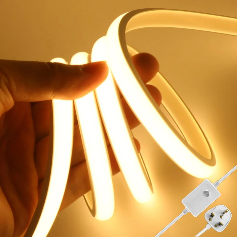 KAFULA 220V dimmable COB LED Light Strip, IP65 Waterproof Flexible, 288 LEDs/m Super Bright FCOB LED Fairy Light CRI90+, can be Cut Every 50 cm, Home Decoration [18m, Warm White 3000K]