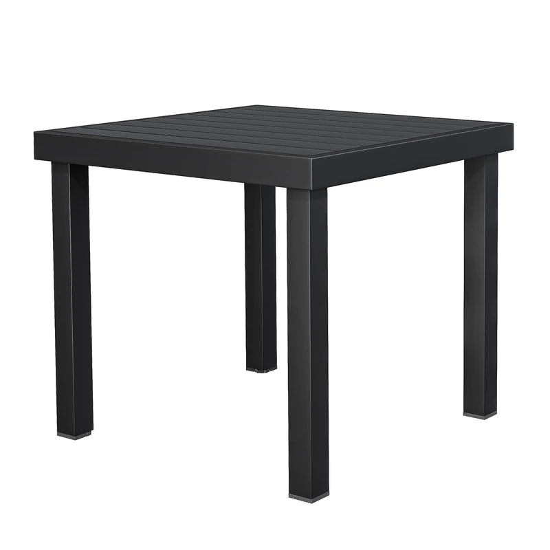 YITAHOME Garden Dining Table 78x78cm Square Outdoor Table with WPC Wood Top & Aluminum Frame, Weatherproof E-Coating Patio Table for Garden, Lawn, Camping – Lightweight （Black）