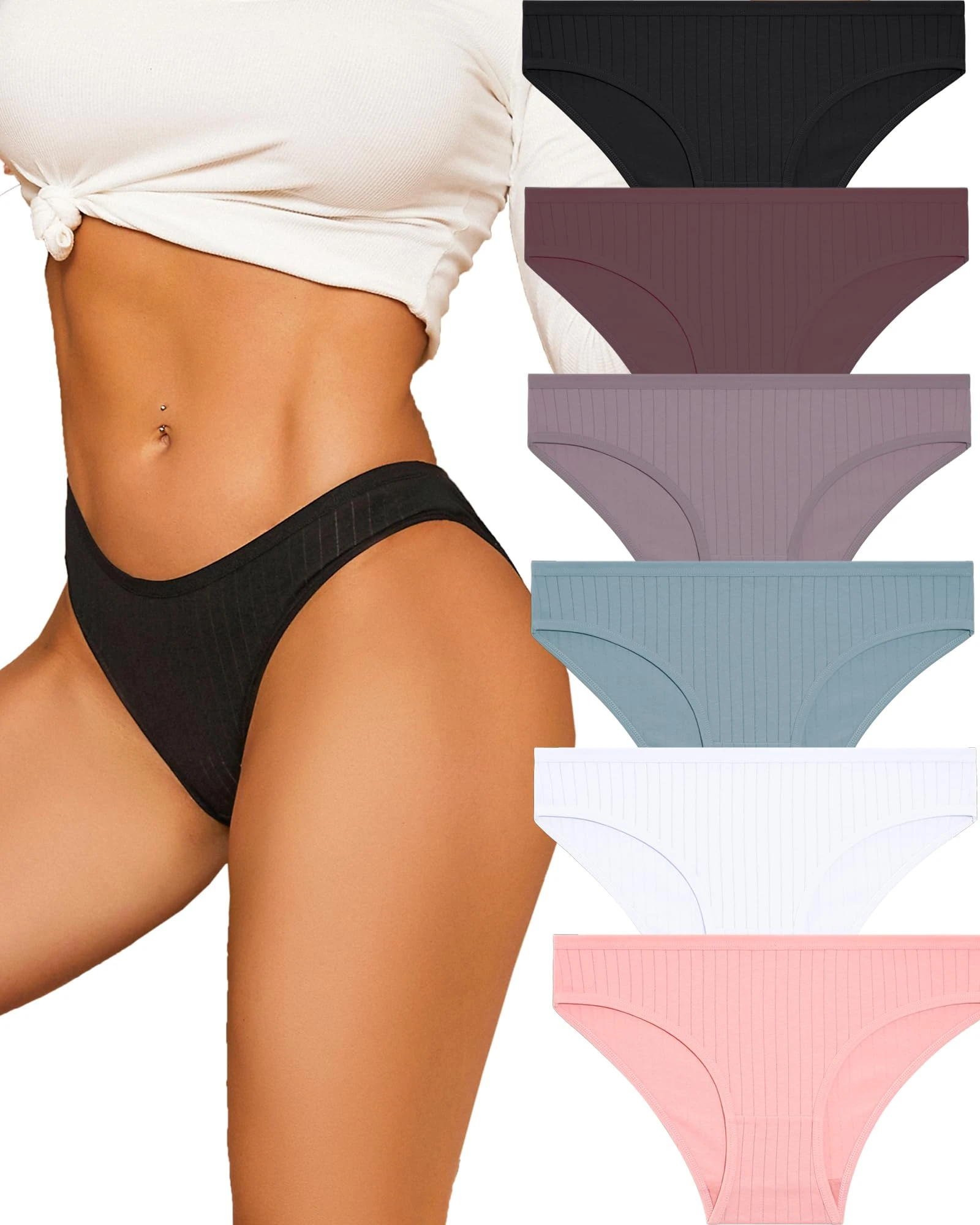 ALL OF ME 6 Pack Women's Cotton Underwear Slips Hipster Panties Multipack S-XL