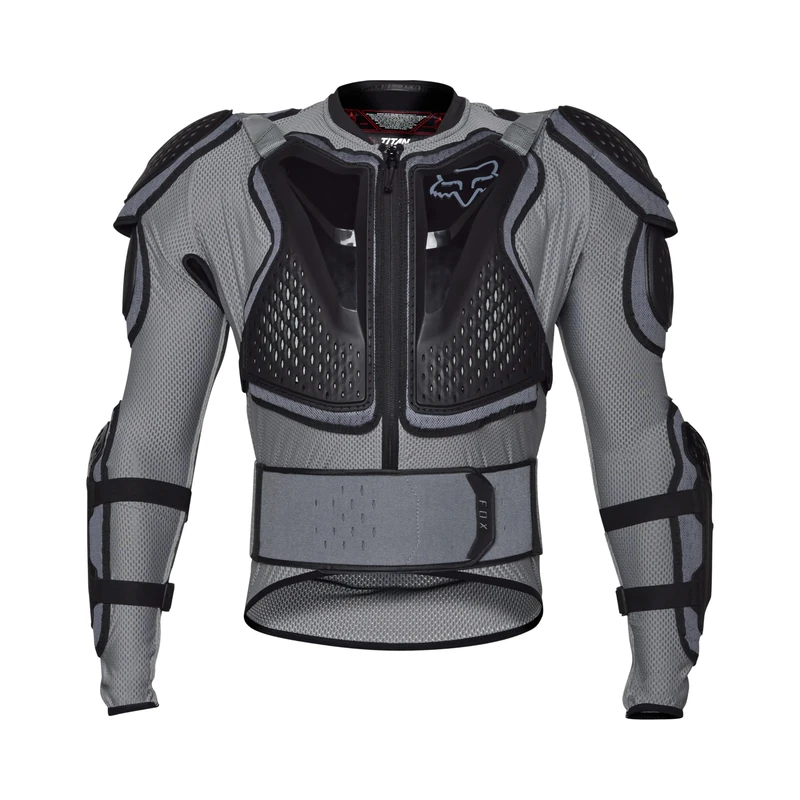 Fox Racing Titan Sport Jacket – Motocross Protective Jacket – MTB Protection – Removable Back Protector – Stretch Fabric for Mobility – Ventilation System – Cloud Grey, Size: L