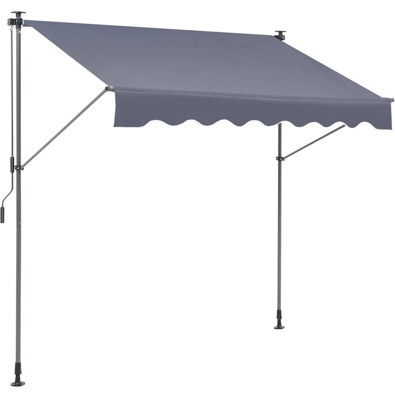 VEVOR Manual Retractable Awning, 118" Outdoor Retractable Patio Awning Sunshade Shelter, Adjustable Patio Door Window Awning Canopy with 39" Sun Shade Curtain for Backyard, Garden, Balcony