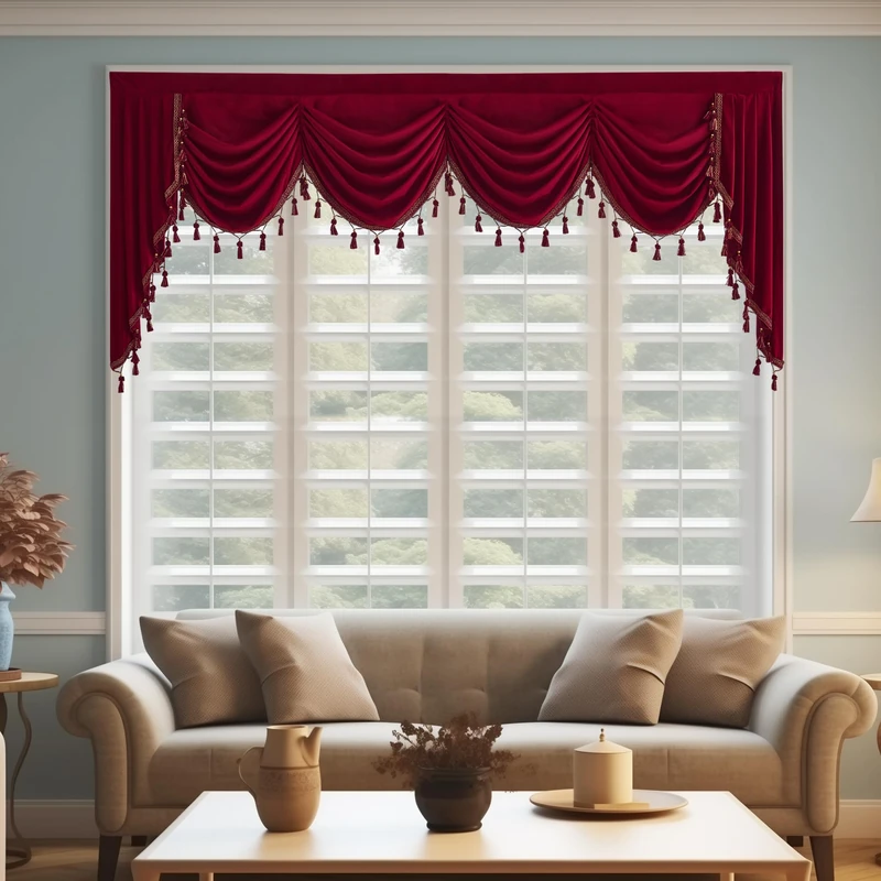 StangH Extra Wide W98 inches Red Velvet Window Valances, 1 Panel