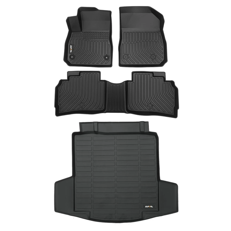 AIPOIL®Floor Mats & Cargo Liner Custom for Chevrolet Malibu 2016-2024| Fits 1st & 2nd Row | TPE All Weather Protection Heavy Duty Non-Slip Automotive | Full Set Floor Liners Accessories, Black.