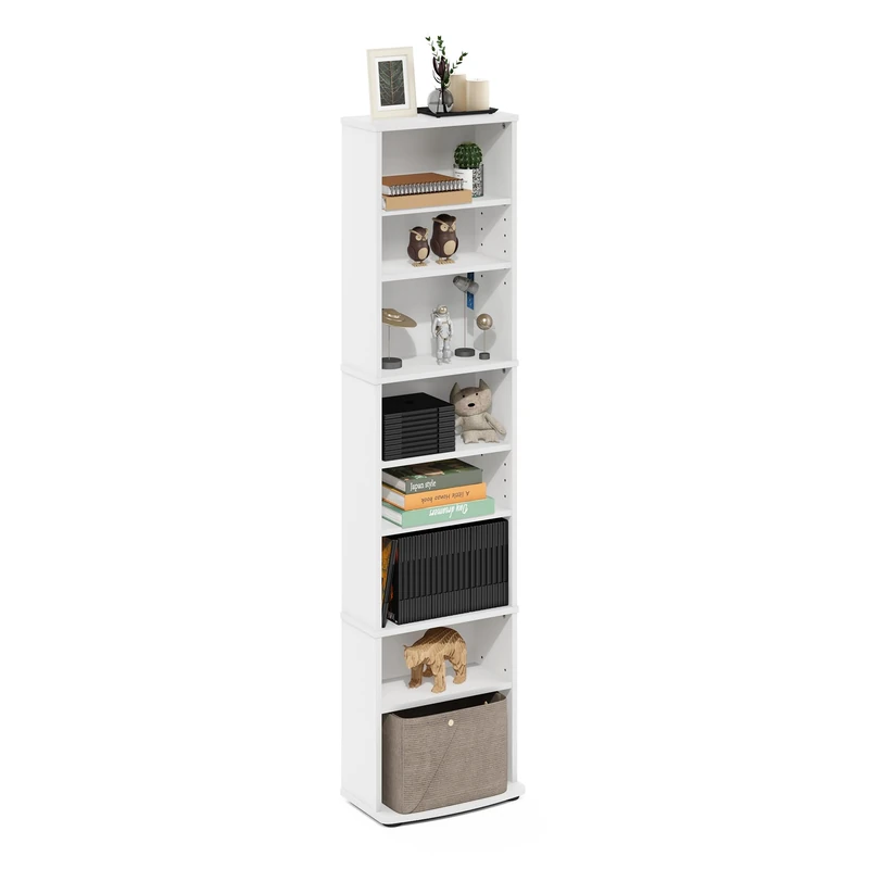 Furinno JAYA Space Saving Multimedia Storage Tower, White, 8-Tier