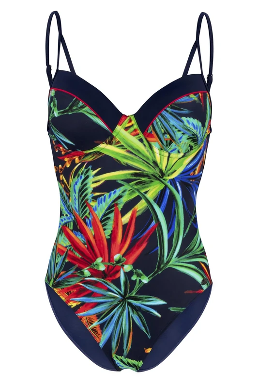 Fashy Women's Swimsuit, mareblu (78% PA Recycled), Vivid-tropicals, Navy, 14/B