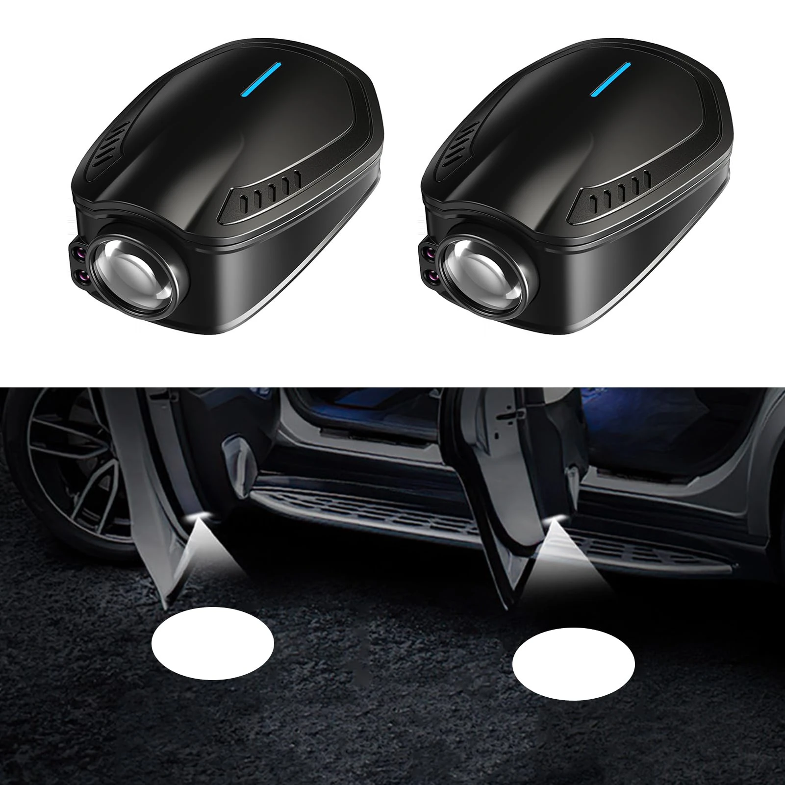 GZYZXP Custom Wireless LED Projector, 2 Pcs Car Welcome Light, USB Charging, Customize Door Light for All Cars, Accept Custom Logo