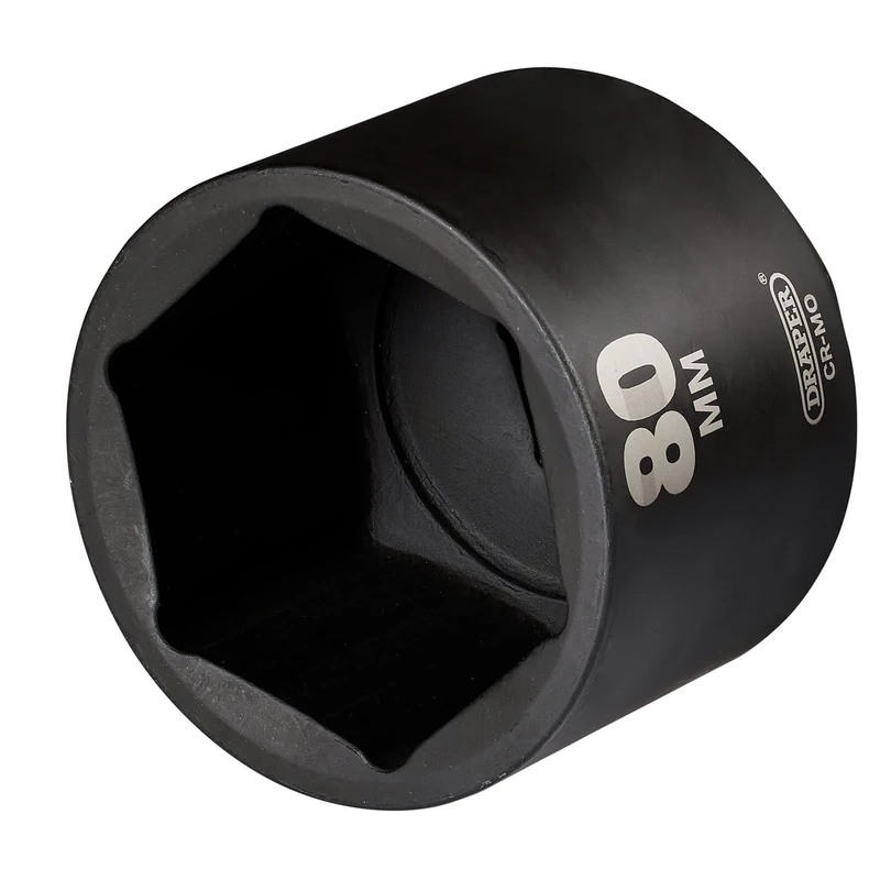 Draper HI-TORQ Deep Impact Socket, 1" Square Drive, 80mm - 08525-6-Point CR-MO Steel