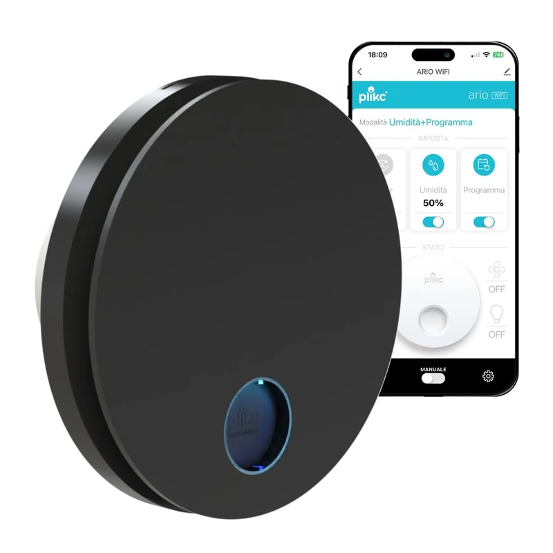 plikc Ario W, Ceiling or Wall-Mounted Vacuum Cleaner Wi-Fi, ABS, Black - Image 1