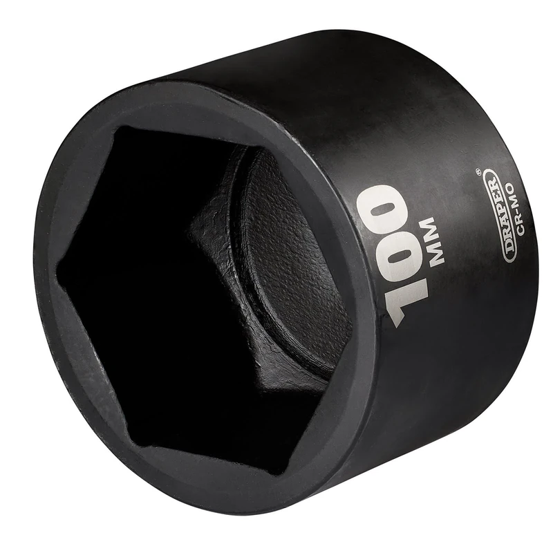 Draper HI-TORQ Deep Impact Socket, 1" Square Drive, 100mm - 08529-6-Point CR-MO Steel