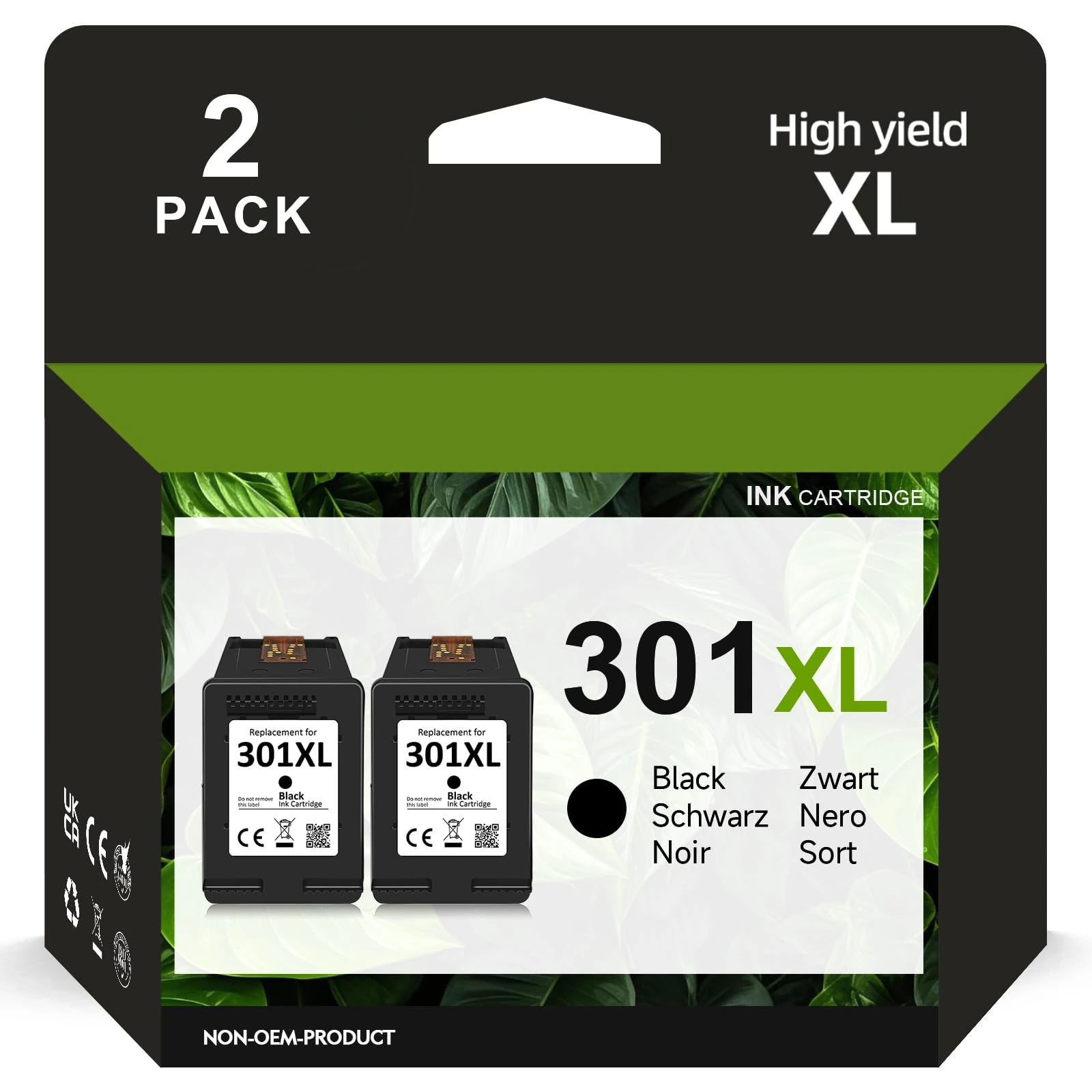 Firstoner 301XL Black Ink Cartridge, 301XL Replacement for HP 301 Ink Cartridges Combo Pack for Envy 5530 4500 5532 4504 4507 DeskJet 1000 1050 2540 3050 OfficeJet 2620 2622 4630 4632 (2 Black)