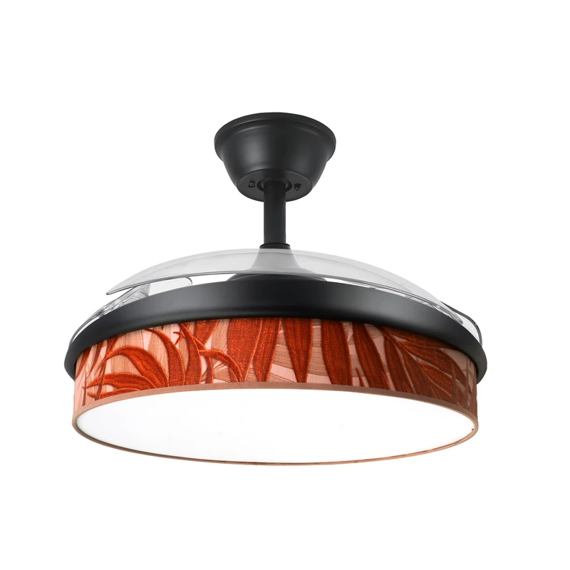 Abrila - DC Moda Fan | Black with Three ABS Drop-Down Blades and Boiler Blade Diffuser | 6 Adjustable speeds | 3 Light temperatures | with Timer and Remote Control Included