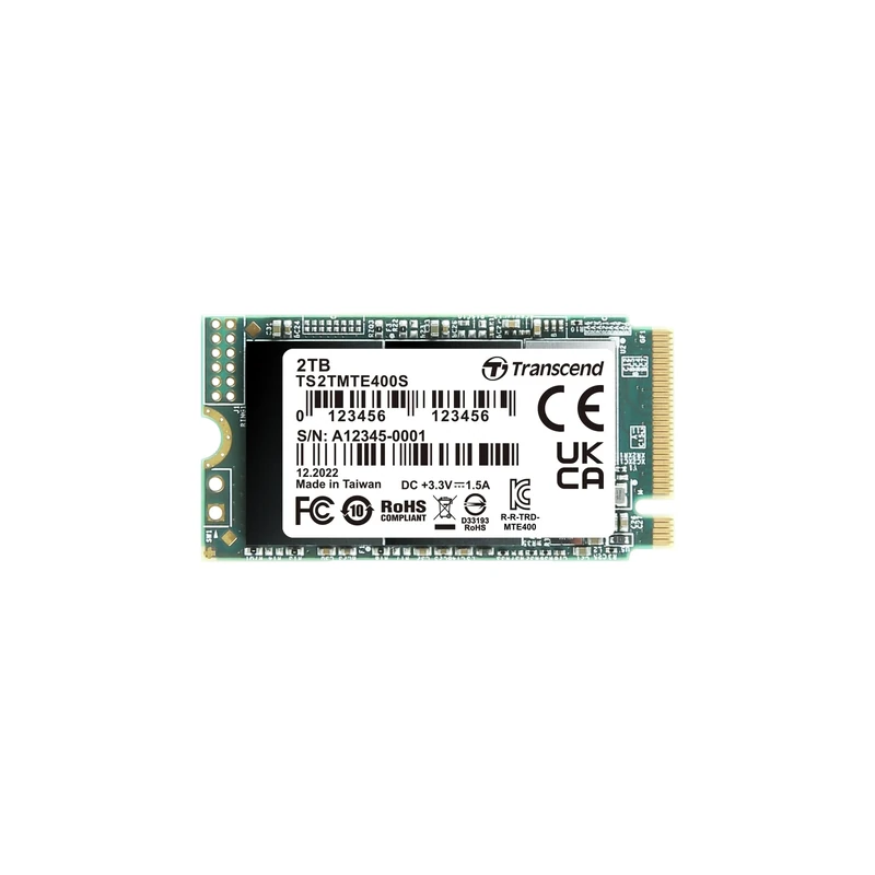 Transcend MTE400S 2TB M.2 2242 NVMe PCIe Gen3 x4 SSD, Read/Write up to 2,000/1,700 MB/s with 3D NAND Flash TS2TMTE400S