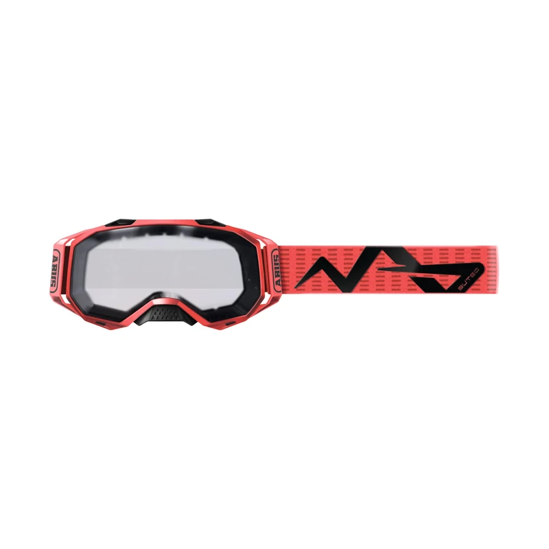 ABUS Buteo cycling goggles for mountain bikers - anti-fog goggles for protection and a clear view on trails - optimised for the HiDrop, AirDrop, CliffHanger and MoDrop MTB helmets - red - Image 1