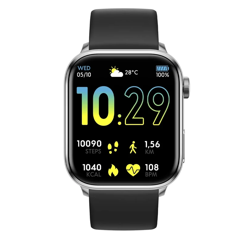 ICE-WATCH - ICE Smart 2.0 Silver Black - Connected Silver Watch with Black Silicone Strap for Men - 022536 (1,96 inch)