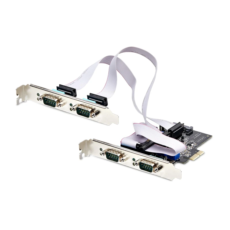 StarTech.com 4-Port Serial PCIe Card, Quad-Port PCI Express to RS232/RS422/RS485 DB9 Serial Card, Standard/Low-Profile Brackets, 16C1050 UART, ESD Protection, Windows/Linux (PS74ADF-SERIAL-CARD)
