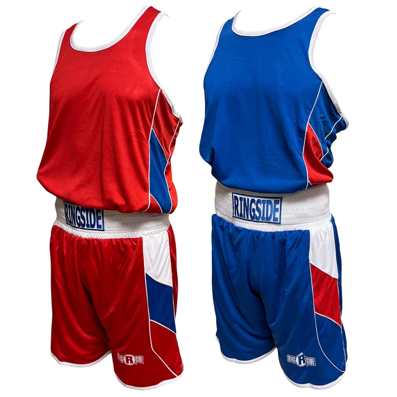 Ringside Reversible Red/Blue Boxing Competition Outfit for Adult and Youth, Reversible Red/Blue, XXL