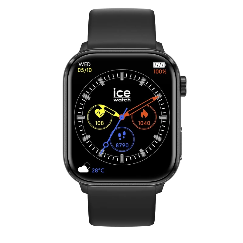 ICE-WATCH - ICE Smart 2.0 Black - Black Connected Watch with Black Silicone Strap for Men - 022535 (1,96 inch)