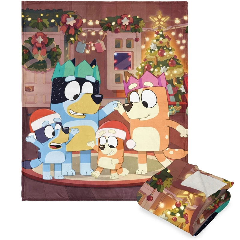 Northwest Bluey Silk Touch Sherpa Throw Blanket, 50" x 60", Family Christmas