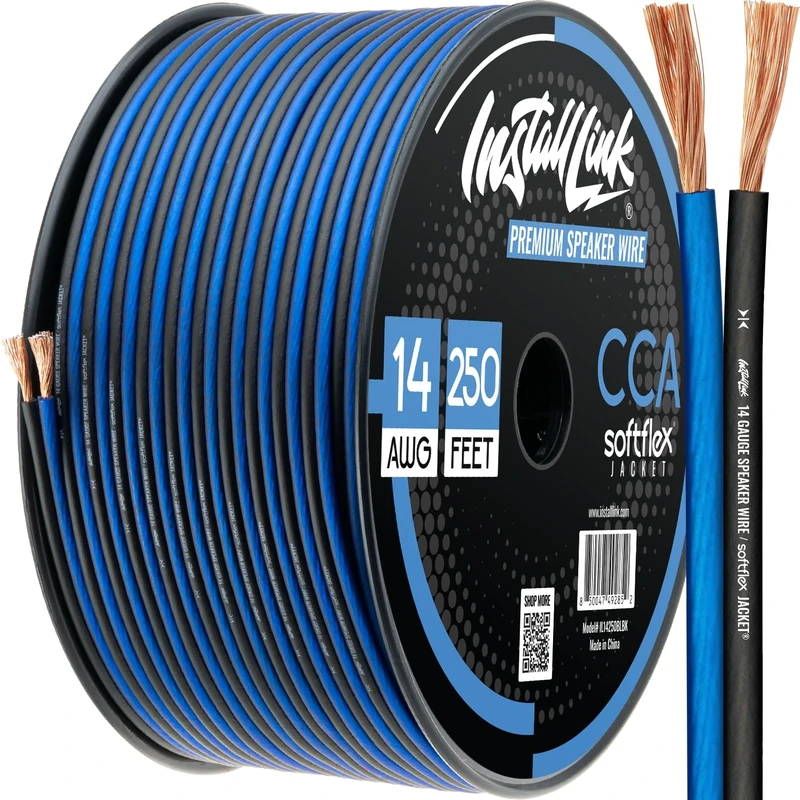 Install Link 14 AWG Gauge Speaker Wire Cable Stereo, Car or Home Theater, CCA (250 Feet)