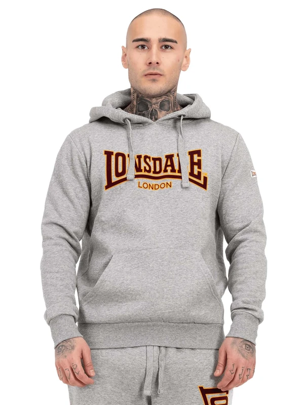Lonsdale Men's Hooded Classic Ll002 Sweatshirt, Marl Grey, M