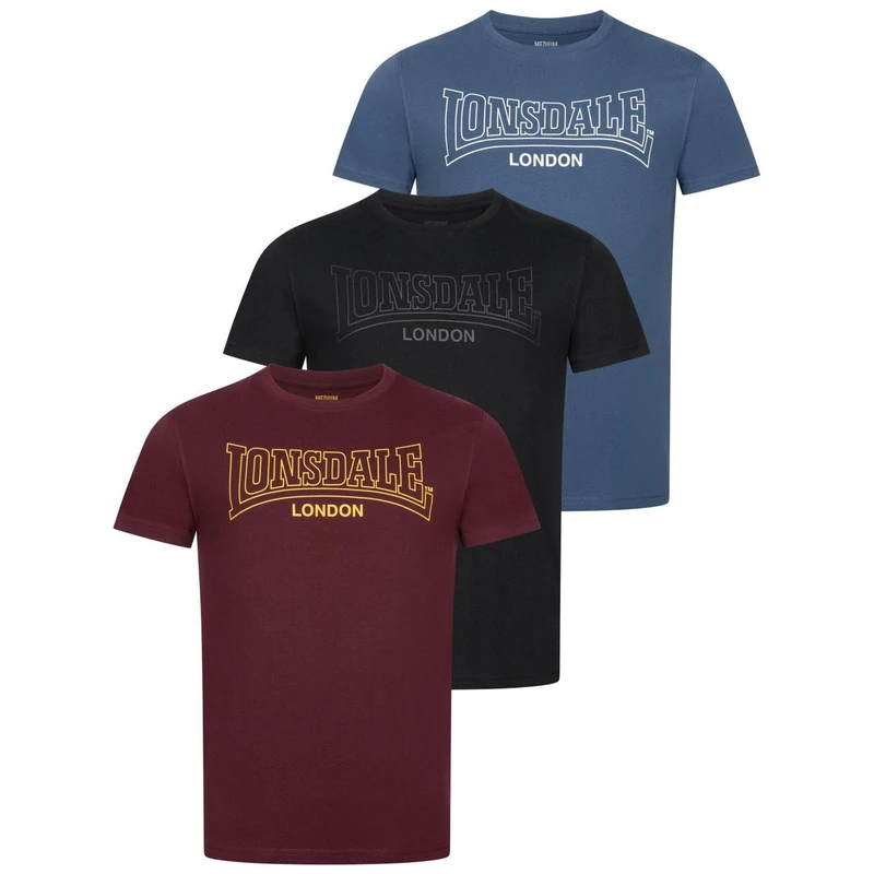 Lonsdale Men's Beanley Leisure T-Shirts, Black/Navy/Oxblood, M