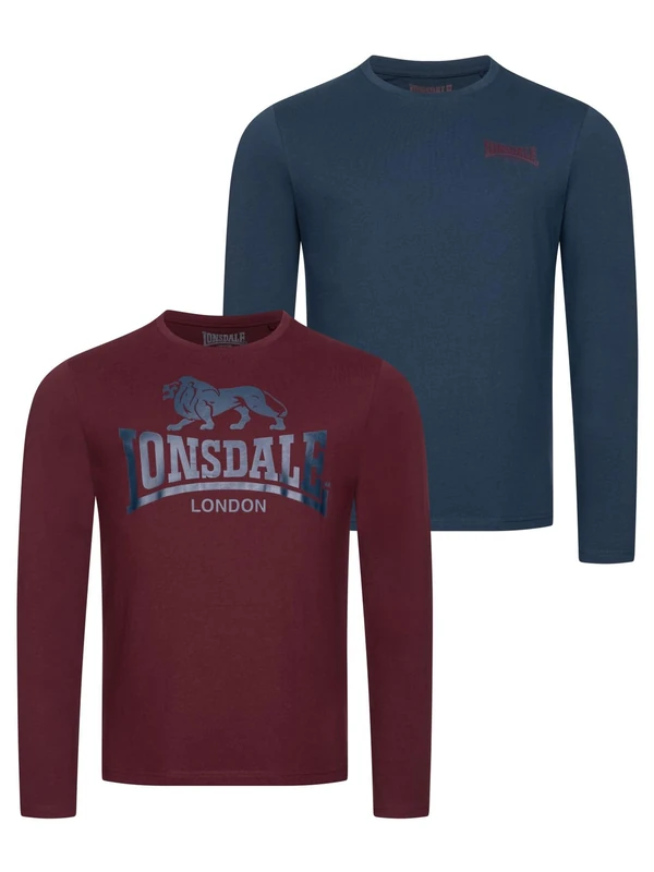 Lonsdale Men's Ayrshire Twin Pack T-Shirt, Dark Navy/Oxblood, XXL