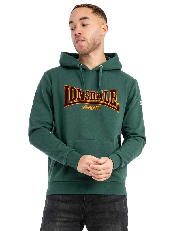 Lonsdale Men's Hooded Classic Ll002 Sweatshirt, Bottle Green, S