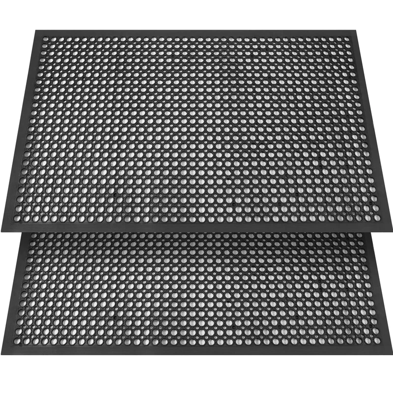 Anti Fatigue Rubber Floor Mat 2 Pack Restaurant Kitchen Mats for Floors Non-Slip Bar Floor Mats Doormat Drainage Mats Utility Garage Home Pool Use 36 x 60 Inches