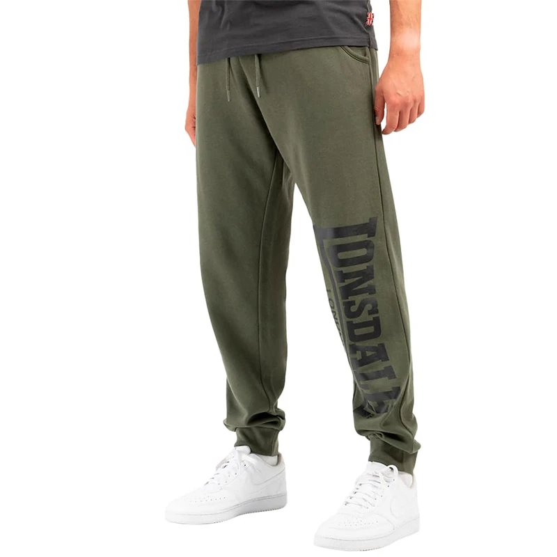 Lonsdale Men's Jogging Bottoms Regular Fit Logo Large Olive/Black XL