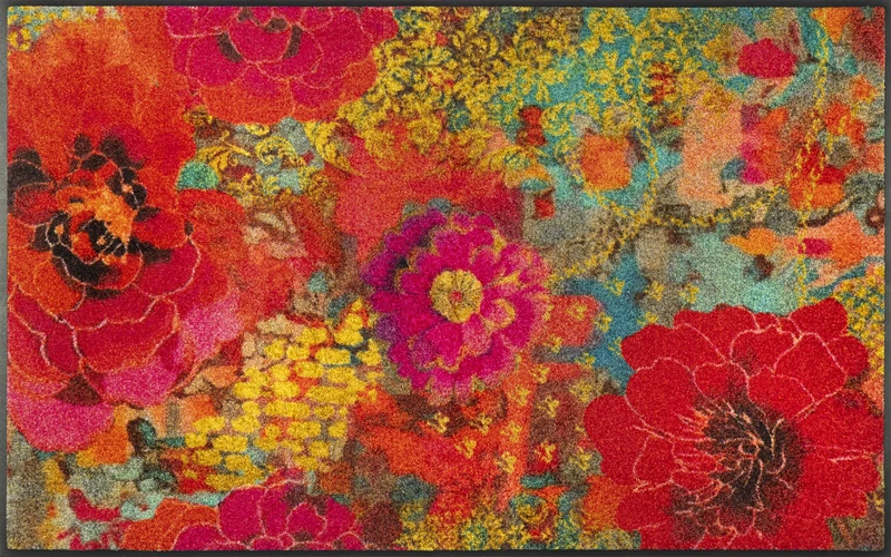 Wash+Dry Doormat, Flowerchains, 75 x 120 cm, inside and outside, washable, colourful