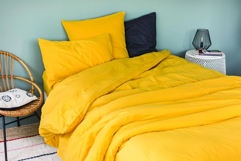 Cap Ferret Washed Cotton Duvet Cover, 220 cm x 240 cm, Curry