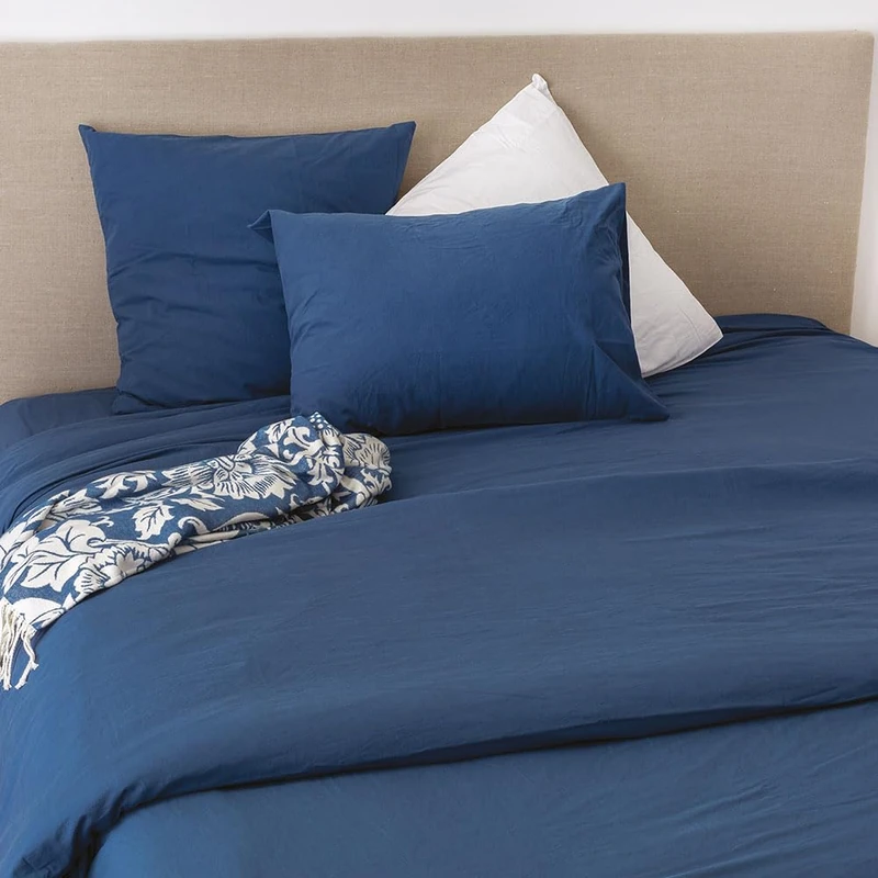 Cap Ferret Washed Cotton Duvet Cover, 220 cm x 240 cm, Midnight Blue - Image 1