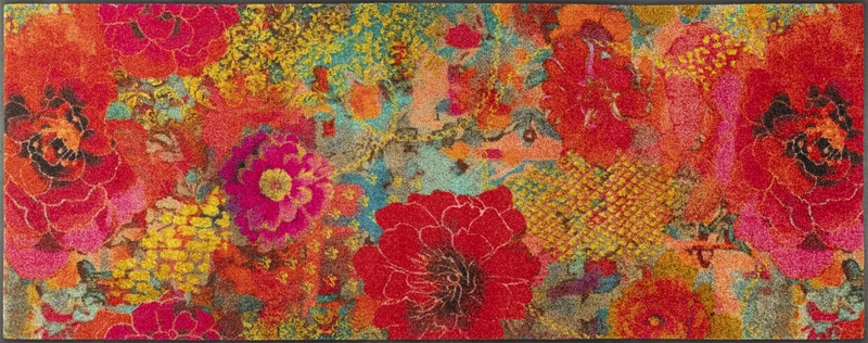 Wash+Dry Doormat, Flowerchains, 75 x 190 cm, interior, washable, colourful
