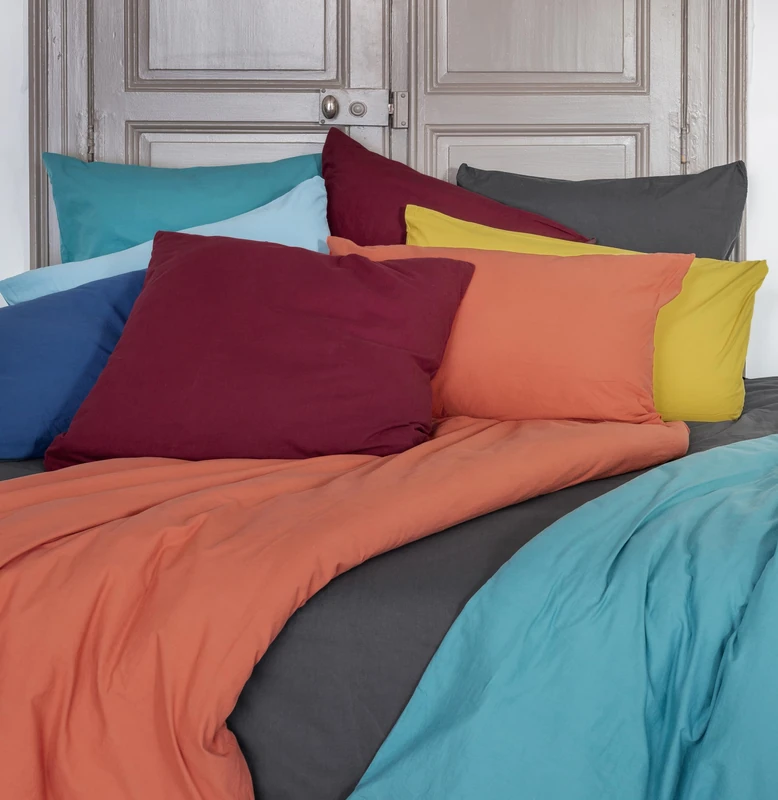 Cap Ferret Washed Cotton Fitted Sheet, 160 x 200 cm, Lake - Image 1